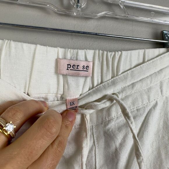 Per se white linen blend wide leg boho beach pants 1X plus size - Picture 4 of 10